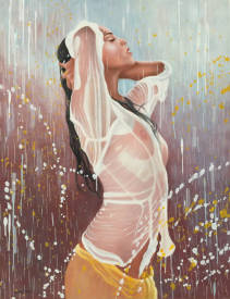 Shena AJUELOS - Sous la pluie (Huile sur toile) 92x73