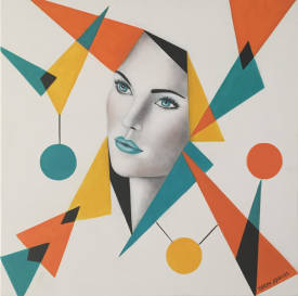 Shena AJUELOS - Regard turquoise (50x50) Huile sur toile