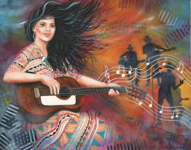 Shena AJUELOS - Music 92x73 (huile)