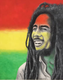 Shena AJUELOS - Bob Marley (81x65) huile sur toile