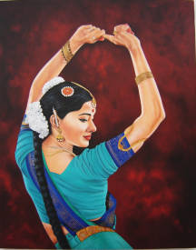 Shena AJUELOS - Danseuse indienne 92x73 (huile)