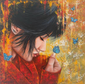 Shena AJUELOS - "Ephémère tendresse"  80x80 (huile sur toile)