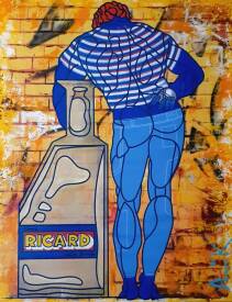 Annie Krebs - AK la Rousse - AK la rousse-Le joueur de boules-acrylique .jpg