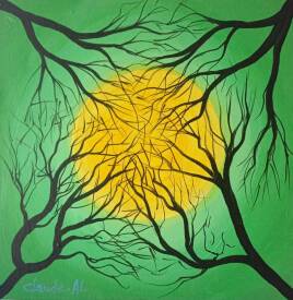 Claude André-Laffaye - EVEIL CIEL VERT. Acrylique sur toile. 30 X 30 cm. 70€. Disponible.