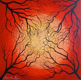 Claude André-Laffaye - EVEIL AU COEUR DU SOLEIL. Acrylique sur toile. 50 X 50 cm. 150€. Disponible.