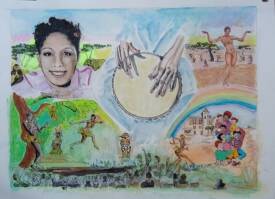 Claude André-Laffaye - HOMMAGE à JOSEPHINE BAKER. Aquarelle, gouache, acryl. sur papier.Sous-verre. 65 x 50 cm. 300€. Disponible.