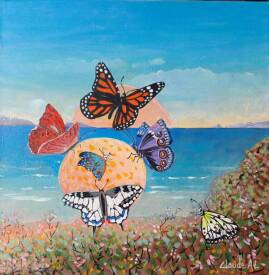 Claude André-Laffaye - Les Papillons 1. Acrylique sur toile. 30 x 30 cm. Disponible. 120€.