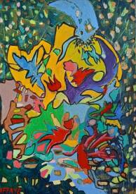 Claude André-Laffaye - LENDEMAIN DE CRISE. ACRYLIQUE ET PASTEL HUILE. 70 x 50 cm. 500€. Disponible.