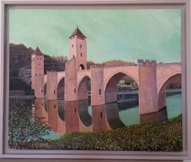 Claude André-Laffaye - Pont Valentré  de Cahors-Acryl. sur toile- 65x50cm-Encadré-Disponible-645€. Public 580€. Déjà  client 530€.