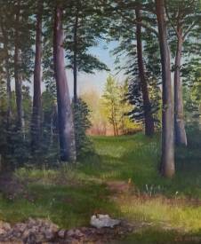Claude André-Laffaye - Promenade en forêt-Acrylique sur toile-65x54cm-Disponible-645€.