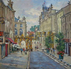 Christian ARNOULD - Rue Gambetta à Nancy (huile sur toile 60 x 60)