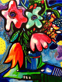 Jean-louis AZENCOTT - '' Festin floral '' 46 x 38 cm - AZENCOTT -.jpg