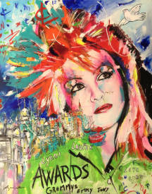 Jean-louis AZENCOTT - Cyndi Lauper 92 x 73 cm -