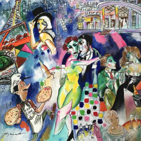 Jean-louis AZENCOTT - CABARET - 80 x 80 cm -