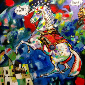 Jean-louis AZENCOTT - ''GERONIMO et sa monture LITTLE DREAM d'après ''CHEVAL CABRE dit TAMERLAN  de T. GERICAULT - AZENCOTT - - copie.jpg