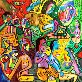 Jean-louis AZENCOTT -  '' Le roi extatique et les innocents '' 100x100 cm - AZENCOTT - - copie.jpg