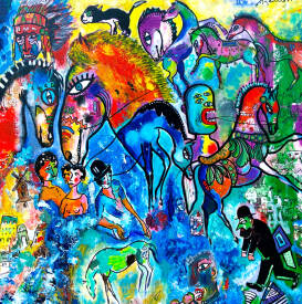 Jean-louis AZENCOTT - ''Landru et le chat de Cochise'' A:T 100 x 100 - 2017 -  - copie.jpg