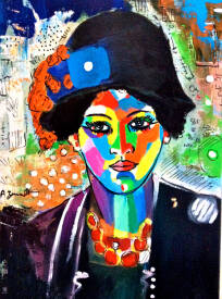 Jean-louis AZENCOTT - '' Hommage à August Macke - A:T 55 x 38 cm - AZENCOTT -.jpg