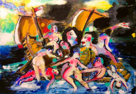 Jean-louis AZENCOTT - ''Le radeau de la MEDUSE '' Format 50 x 35 cm - AZENCOTT - .png