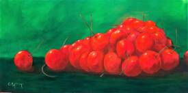 Christian BATTINI - Cerises sur fond vert 20 x 60 cm.jpg