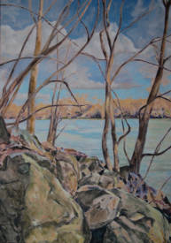 Frédéric BERNARDI - BORDS DE SEINE HIVER Huile sur toile  92 cm x 65 cm .jpg