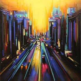 Leslie BERTHET LAVAL - "Golden sky" 50x50 cm disponible