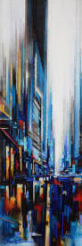 Leslie BERTHET LAVAL - " Cité urbaine " 40x120 cm Huile/toile Technique mixte Réf: URB0428 Vendu