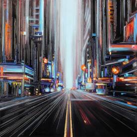 Leslie BERTHET LAVAL - VENDUE " Cité urbaine " 100x100 cm Technique mixte sur Toile