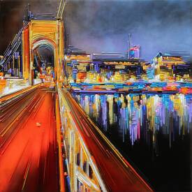 Leslie BERTHET LAVAL - "Lyon  passerelle du collège" 50x50 cm disponible