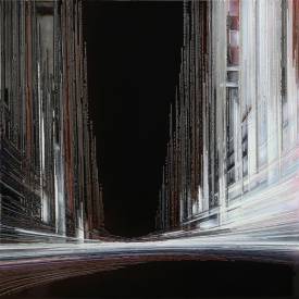 Leslie BERTHET LAVAL - " Nuit urbaine " 100x100 cm Technique mixte sur Toile Réf: URB0460. Disponible