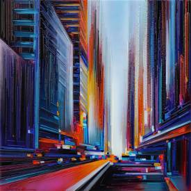 Leslie BERTHET LAVAL - " Street colors " 100x100 cm Technique mixte sur toile. Réf: URB 0469 disponible