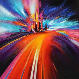 Leslie BERTHET LAVAL - "Flamboyant" 100x100 cm disponible