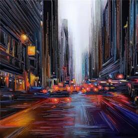 Leslie BERTHET LAVAL - " Cité urbaine " 100x100 cm Technique mixte sur toile cm disponible
