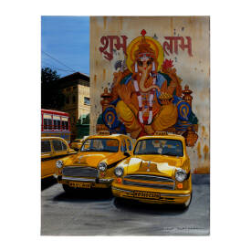 Alain BERTRAND - India  taxis and Ganesh mural 73 x 92.jpg