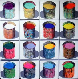 Stéphane BRAUD - Installation 16 pots ,(150x150cm)