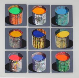 Stéphane BRAUD - installation 9 pots 35x35cm.Disponible.