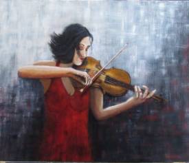 Patricia BRETEL - Violon, douceur et passion - acrylique sur toile - 55 X 46 - disponible