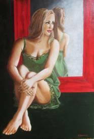 Patricia BRETEL - Détente - 38 X 55 - Acrylique sur toile en lin - disponible