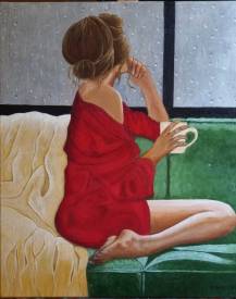 Patricia BRETEL - un matin pluvieux - 46 X 55 - Acrylique sur toile lin - disponible