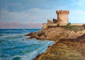 Patricia BRETEL - Fort de Socoa / cote basque - 50 X 70 - acrylique sur toile - collection privée -