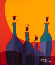 Jacques BRU - Quatre flacons violets