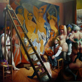 Thierry BRUET - LES DEMOISELLES DE TOULOUSE  OIL ON CANVAS 200 X200 CM THIERRY BRUET2013