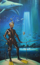 Thierry BRUET - AQUARIUM OIL ON CANVAS 130 CM X 81 CM