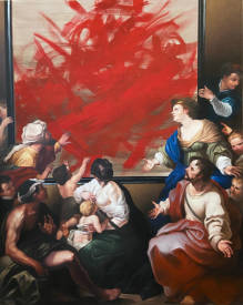 Thierry BRUET - RED BLAST OIL ON CANVAS 162 CM X 130 CM T BRUET 2023