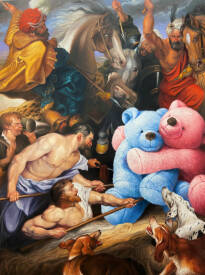 Thierry BRUET - BEARS HUNTING OIL ON CANVAS 200 X 150 CM 2021