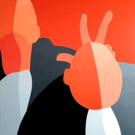 Stéphane BULAN - " LES ENFANTS TRISTES  "  Acrylique sur toile   120 x 120  cm  Prix : 11000 €