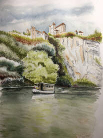 laurence CANICAVE - Saint Cirq-Lapopie (aquarelle)