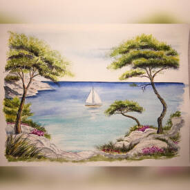 laurence CANICAVE - Calanques de Cassis ( aquarelle)