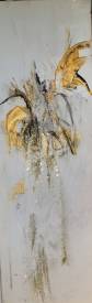 Laurence CARBONNEL - Festif 20/60  acrylique et paillette doré sur châssis coton