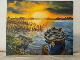 Danièle CHAVANAC - barque au soleil couchant